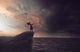 Woman in a storm Wall Mural