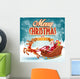 merry cheristmas with santa claus sled Wall Mural