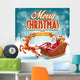 merry cheristmas with santa claus sled Wall Mural