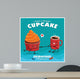 Vintage Cupcake poster design with vector cupcake & coffee character. Wall Mural