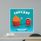 Vintage Cupcake poster design with vector cupcake & coffee character. Wall Mural