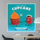 Vintage Cupcake poster design with vector cupcake & coffee character. Wall Mural