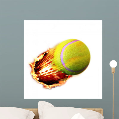 Tennis Ball Flames shown on a wall