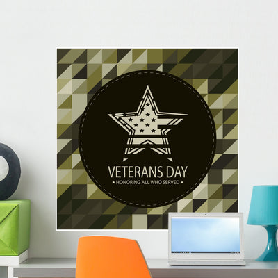 Geometric Veterans Day Wall Mural shown on a wall