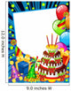 Happy birhday card with a chocolate cake and funny hats (blue) Wall Mural