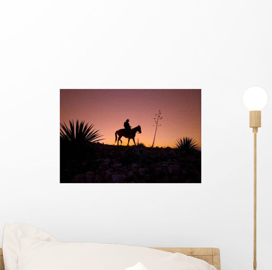 Horseback Rider Sunset Sunrise Wall Mural