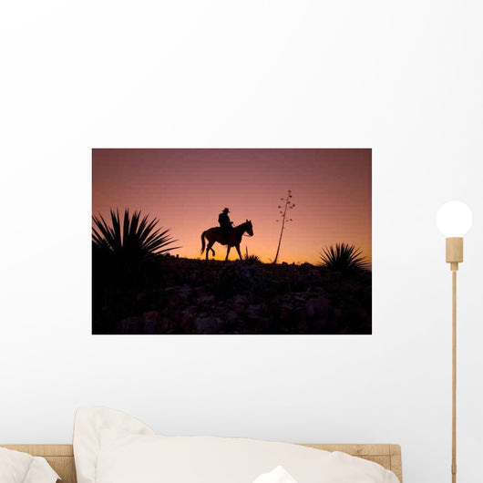 Horseback Rider Sunset Sunrise Wall Mural