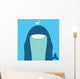 cute big fat whale smile and wink on blue background Wall Mural