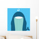 cute big fat whale smile and wink on blue background Wall Mural