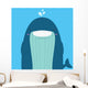 cute big fat whale smile and wink on blue background Wall Mural