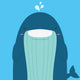 cute big fat whale smile and wink on blue background Wall Mural
