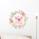 Some Happy Floral Pig Wall Decal