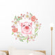 Some Happy Floral Pig Wall Decal