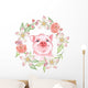 Some Happy Floral Pig Wall Decal