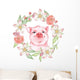 Some Happy Floral Pig Wall Decal