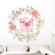 Some Happy Floral Pig Wall Decal