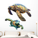 Sea Green Turtle Watercolor Wall Decal Sticker Set