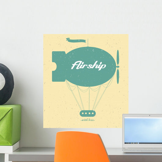 Vintage Fairy Airship Vector Wall Mural