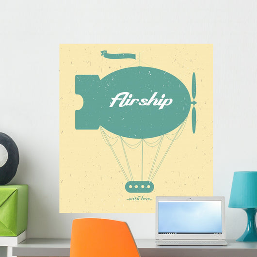 Vintage Fairy Airship Vector Wall Mural