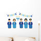 Cute Smiling Children Celebrating Wall Decal Sticker Set