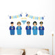 Cute Smiling Children Celebrating Wall Decal Sticker Set