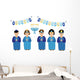 Cute Smiling Children Celebrating Wall Decal Sticker Set