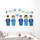 Cute Smiling Children Celebrating Wall Decal Sticker Set