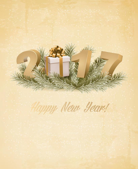 Happy New Year 2017 background with a gift box. Vector. Wall Mural