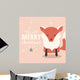 Merry Christmas lettering postcard with cute orange baby fox Wall Mural