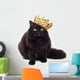 black cat wearing golden crown isolated Wall Decal