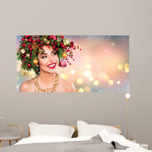 Xmas Model Woman Holiday Wall Mural