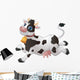 Happy Jumping Cartoon Cow Wall Decal
