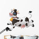 Happy Jumping Cartoon Cow Wall Decal