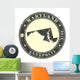 Vintage Stamp with Map Wall Mural