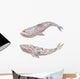 Two Pastel Scandinavian Whales Wall Decal Sticker Set