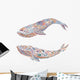 Two Pastel Scandinavian Whales Wall Decal Sticker Set