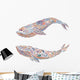 Two Pastel Scandinavian Whales Wall Decal Sticker Set