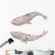 Two Pastel Scandinavian Whales Wall Decal Sticker Set