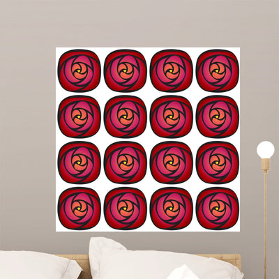 Seamless Red Roses Flower Wall Mural shown on a wall