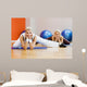 Group of people doing stretching exercise Wall Mural
