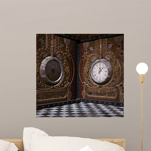 Steampunk Clock Corner Wall Decal