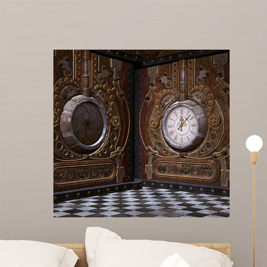 Steampunk Clock Corner Wall Decal