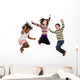 Three Happy Children Jumping Wall Decal Sticker Set