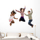Three Happy Children Jumping Wall Decal Sticker Set