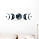 Various Watercolor Moon Phases Wall Decal Sticker Set