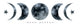 Various Watercolor Moon Phases Wall Decal Sticker Set