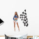 Brunette with Racing Flag Wall Decal