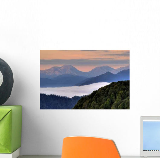 Mountains Covered with Fog Wall Decal