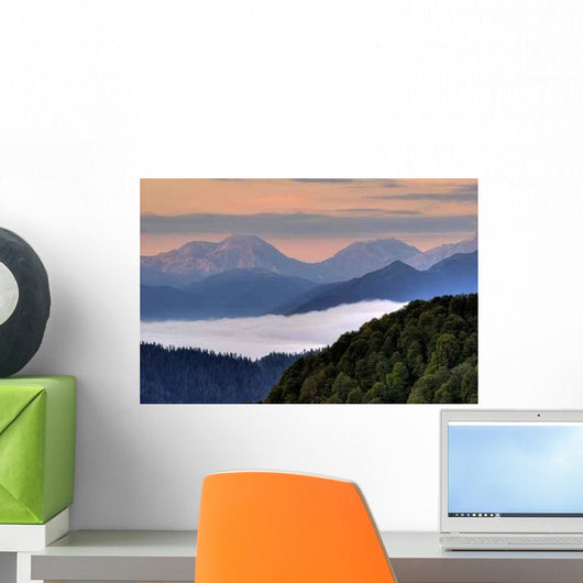 Mountains Covered with Fog Wall Decal