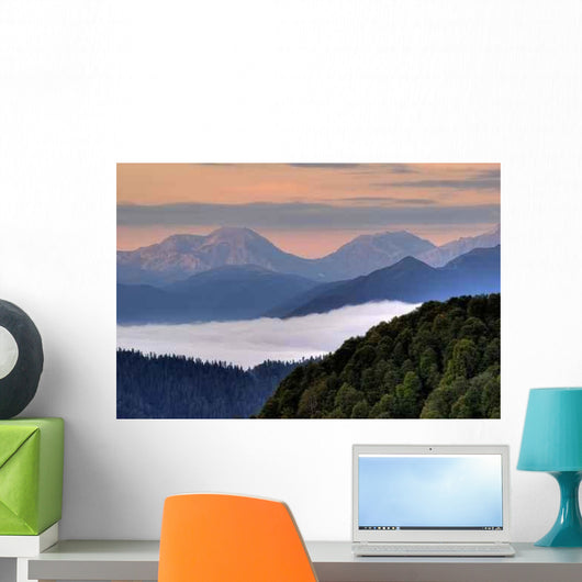 Mountains Covered with Fog Wall Decal